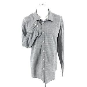 Calvin Klein Slim Fit Large Cotton White Black Plaid Button Front Dress‎ Shirt